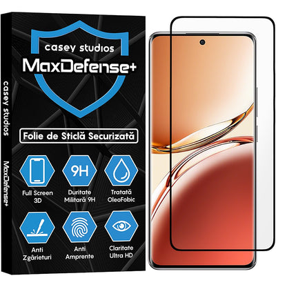 Folie Sticla MaxDefense+ - Oppo A3 Pro - Negru