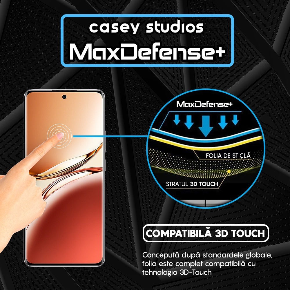 Folie Sticla MaxDefense+ - Oppo A3 Pro - Negru