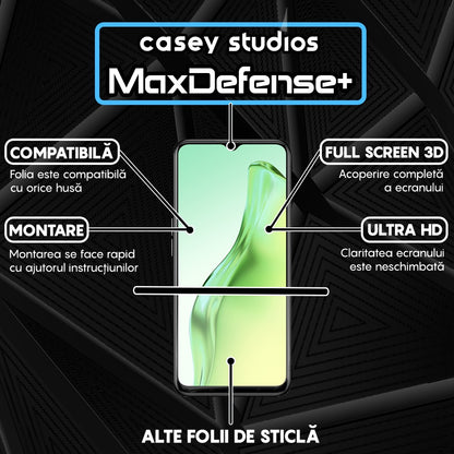 Folie Sticla MaxDefense+ - Oppo A31 - Negru