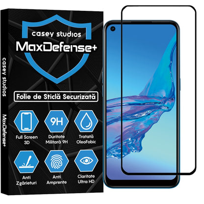 Folie Sticla MaxDefense+ - Oppo A53/A53s - Negru