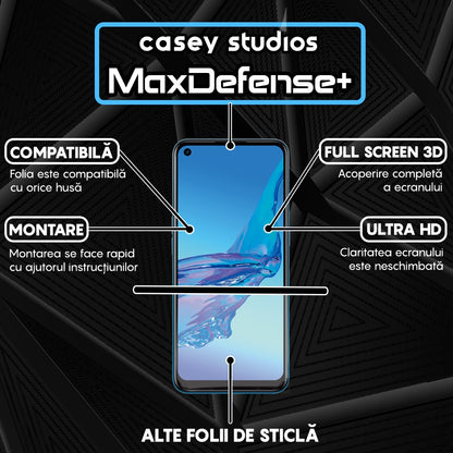 Folie Sticla MaxDefense+ - Oppo A53/A53s - Negru