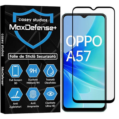 Folie Sticla MaxDefense+ - Oppo A57 4G - Negru