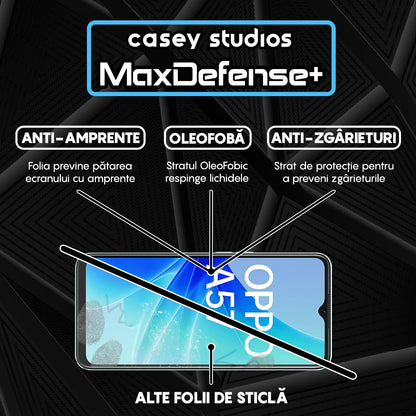 Folie Sticla MaxDefense+ - Oppo A57 4G - Negru