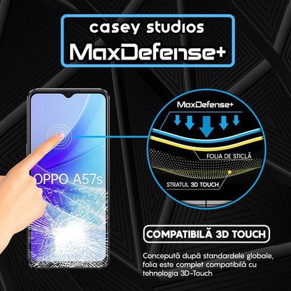 Folie Sticla MaxDefense+ - Oppo A57s - Negru