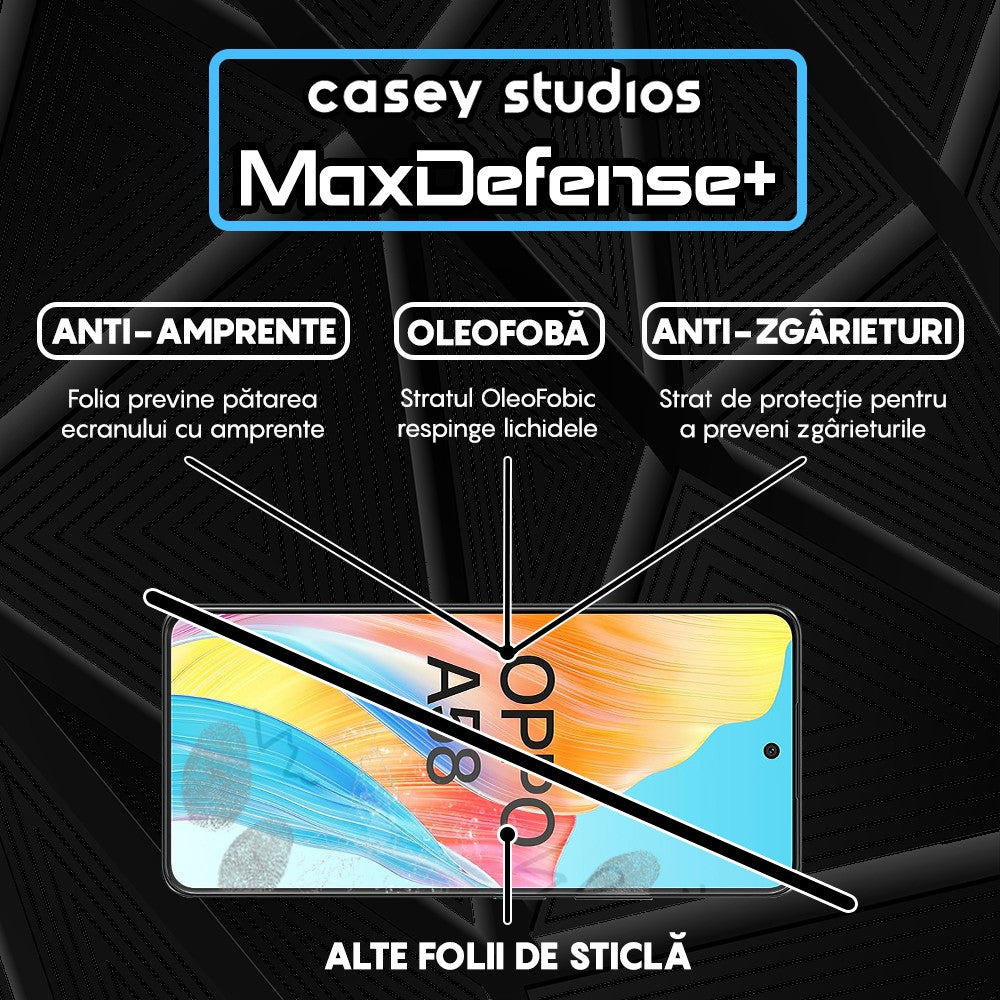 Folie Sticla MaxDefense+ - Oppo A58 4G - Negru