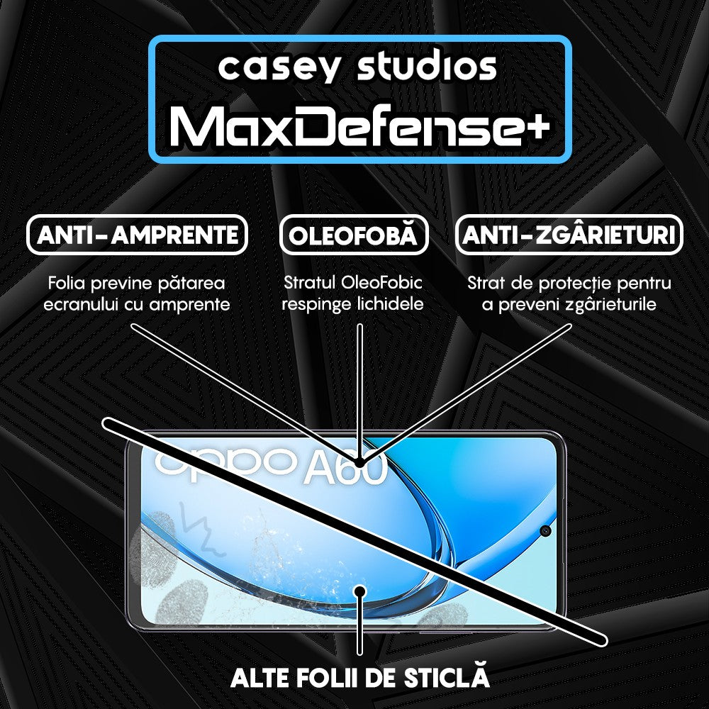 Folie Sticla MaxDefense+ - Oppo A60 - Negru