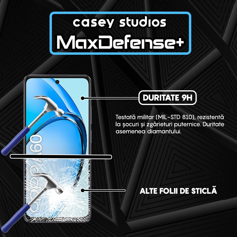 Folie Sticla MaxDefense+ - Oppo A60 - Negru