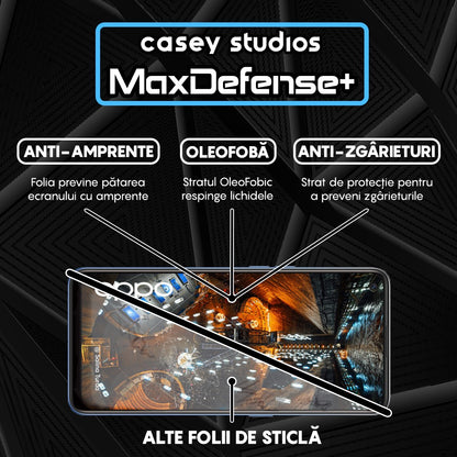 Folie Sticla MaxDefense+ - Oppo A74 4G/A94 4G/A94 5G/A95/Find X5 Lite/Reno5 Lite/Reno5 Lite/Reno5 Z/Reno7 5G - Negru