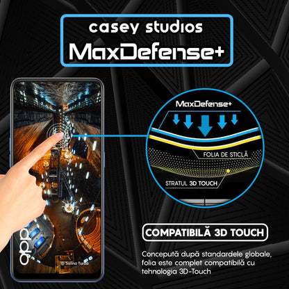 Folie Sticla MaxDefense+ - Oppo A74 4G/A94 4G/A94 5G/A95/Find X5 Lite/Reno5 Lite/Reno5 Lite/Reno5 Z/Reno7 5G - Negru