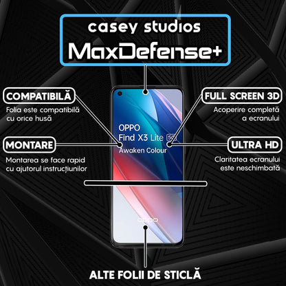 Folie Sticla MaxDefense+ - Oppo Find X3 Lite/Reno5 5G - Negru