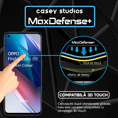 Folie Sticla MaxDefense+ - Oppo Find X3 Lite/Reno5 5G - Negru