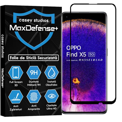 Folie Sticla MaxDefense+ - Oppo Find X5 Pro - Negru