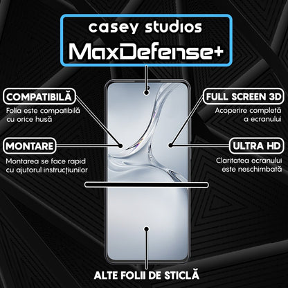 Folie Sticla MaxDefense+ - Oppo K12x - Negru