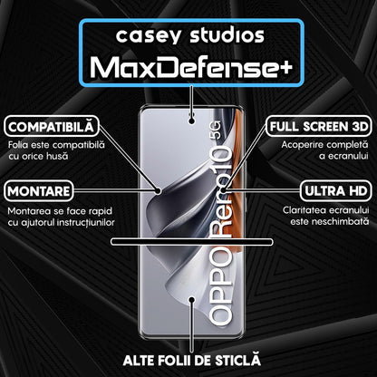 Folie Sticla MaxDefense+ - Oppo Reno10 - Negru