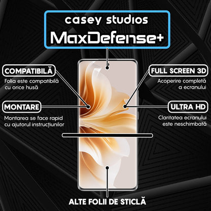 Folie Sticla MaxDefense+ - Oppo Reno11 Pro - Negru