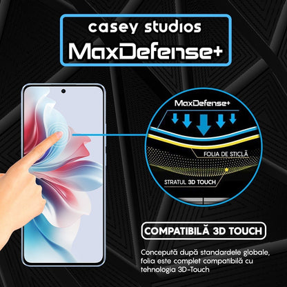 Folie Sticla MaxDefense+ - Oppo Reno12 F - Negru