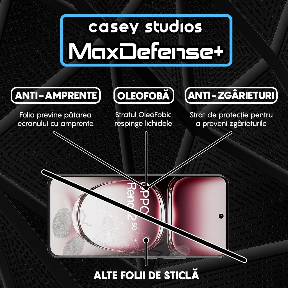 Folie Sticla MaxDefense+ - Oppo Reno12 - Negru