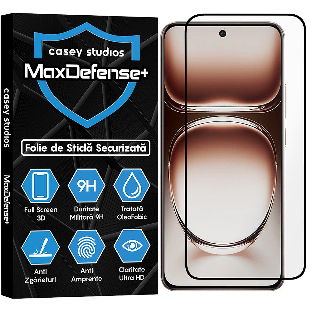 Folie Sticla MaxDefense+ - Oppo Reno12 Pro - Negru