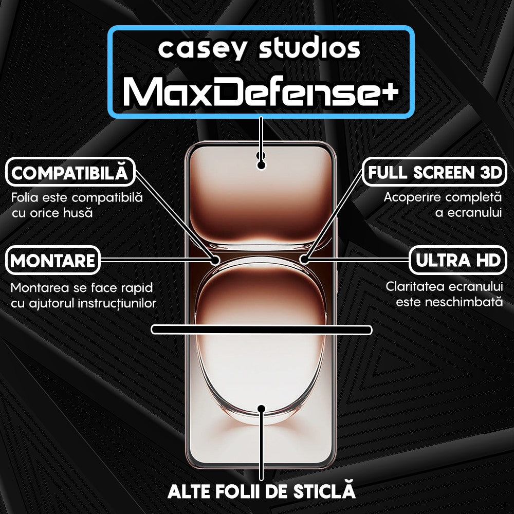 Folie Sticla MaxDefense+ - Oppo Reno12 Pro - Negru
