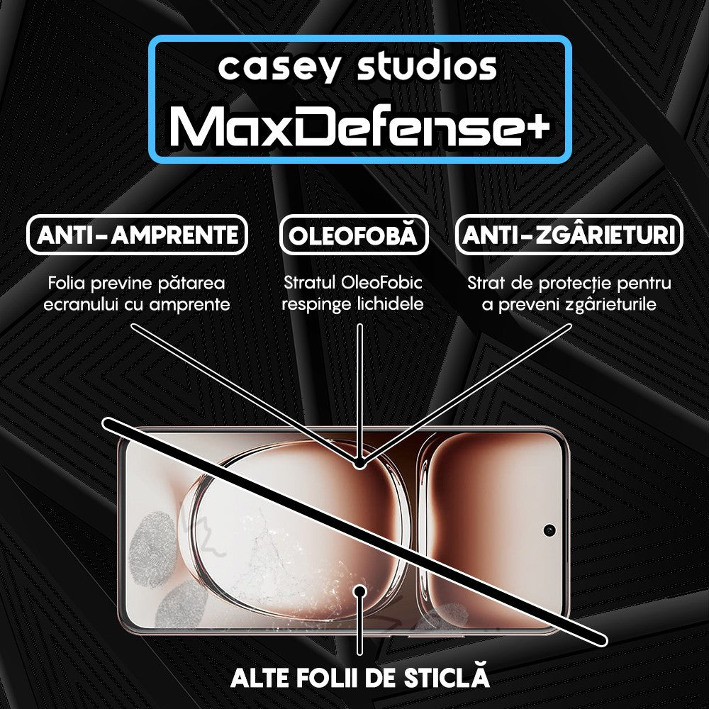 Folie Sticla MaxDefense+ - Oppo Reno12 Pro - Negru