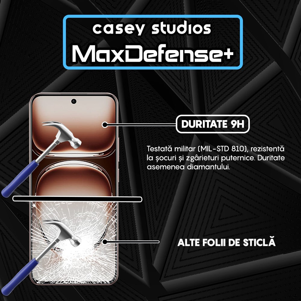 Folie Sticla MaxDefense+ - Oppo Reno12 Pro - Negru