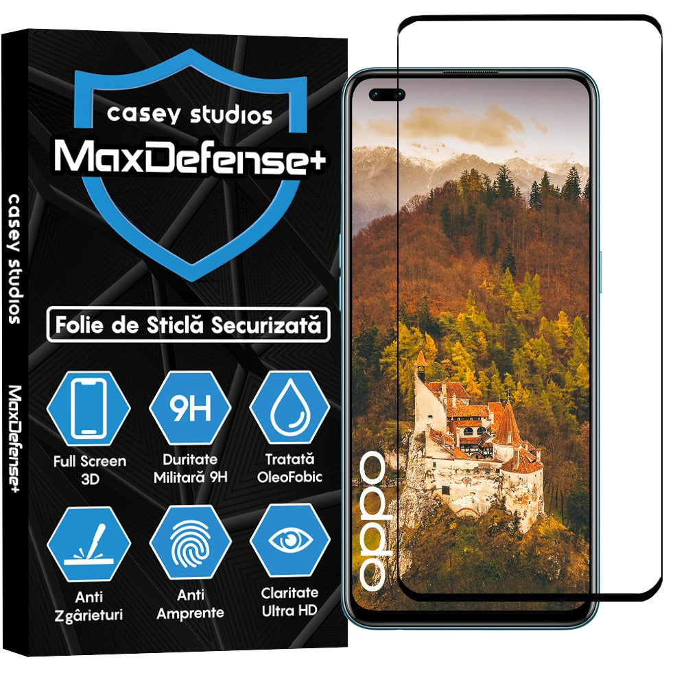 Folie Sticla MaxDefense+ - Oppo Reno4 Lite - Negru