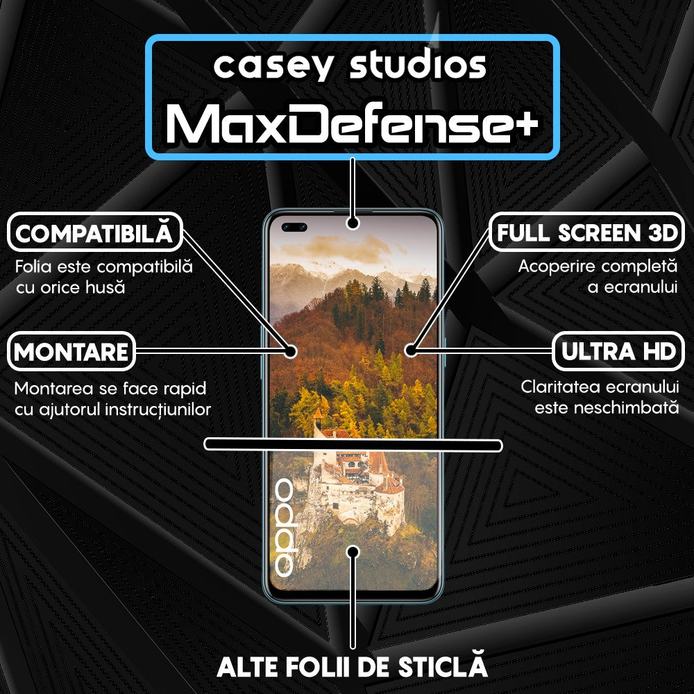 Folie Sticla MaxDefense+ - Oppo Reno4 Lite - Negru