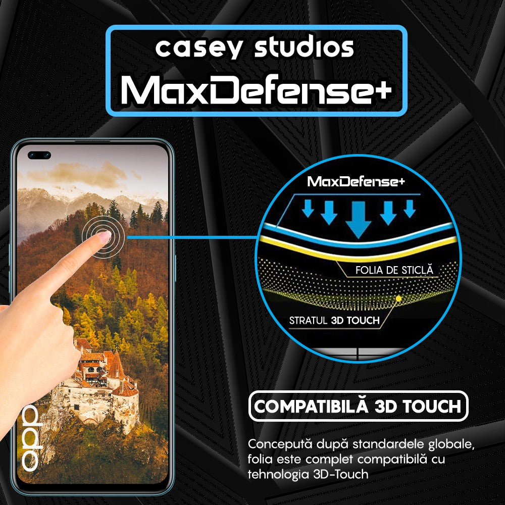 Folie Sticla MaxDefense+ - Oppo Reno4 Lite - Negru
