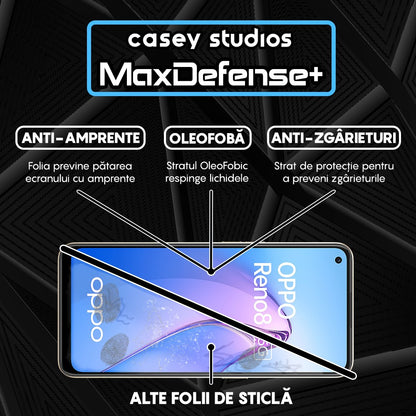 Folie Sticla MaxDefense+ - Oppo Reno8 5G - Negru