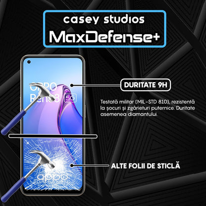 Folie Sticla MaxDefense+ - Oppo Reno8 5G - Negru