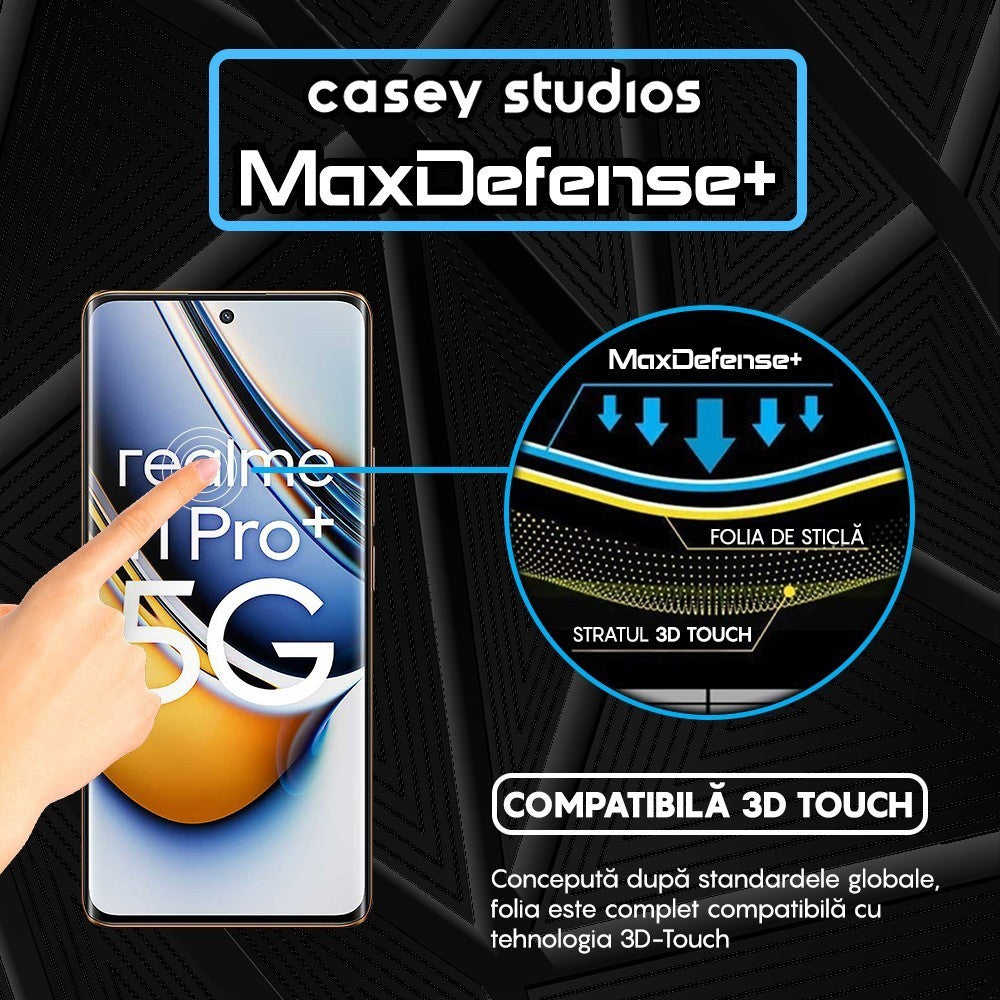 Folie Sticla MaxDefense+ - Realme 11 Pro Plus - Negru