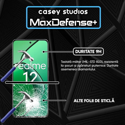 Folie Sticla MaxDefense+ - Realme 12 4G - Negru