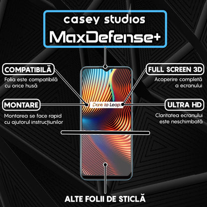 Folie Sticla MaxDefense+ - Realme 7i/C11/C11 (2021)/C15/C21/C21Y/C21Y/C25s/C25Y/Narzo 30A - Negru