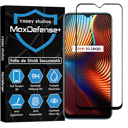 Folie Sticla MaxDefense+ - Realme 7i/C11/C11 (2021)/C15/C21/C21Y/C21Y/C25s/C25Y/Narzo 30A - Negru