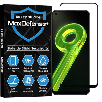 Folie Sticla MaxDefense+ - Realme 9 4G/9 Pro Plus - Negru