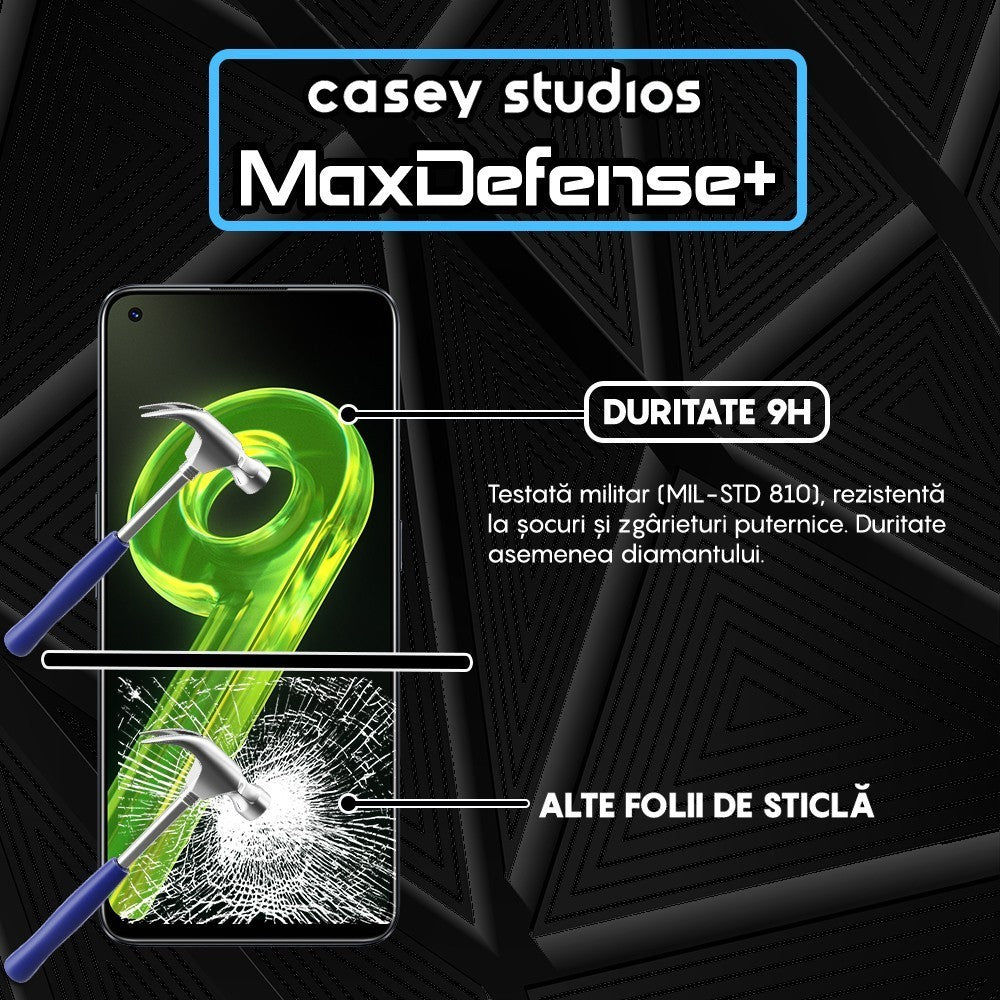 Folie Sticla MaxDefense+ - Realme 9 4G/9 Pro Plus - Negru