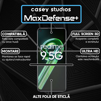 Folie Sticla MaxDefense+ - Realme 9 5G - Negru