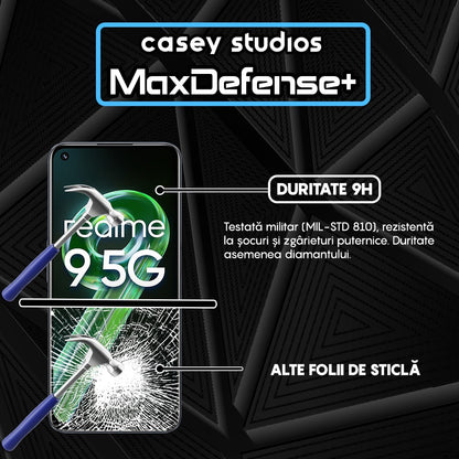 Folie Sticla MaxDefense+ - Realme 9 5G - Negru
