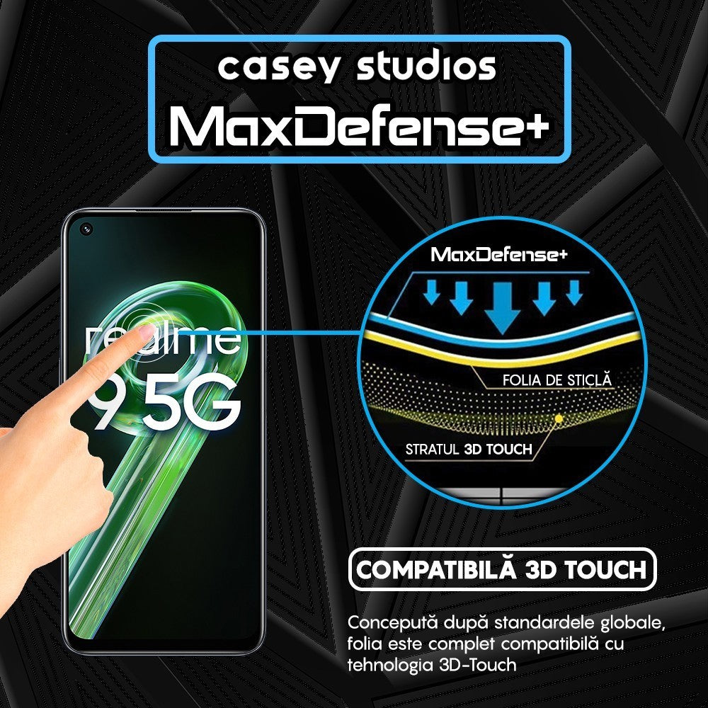 Folie Sticla MaxDefense+ - Realme 9 5G - Negru