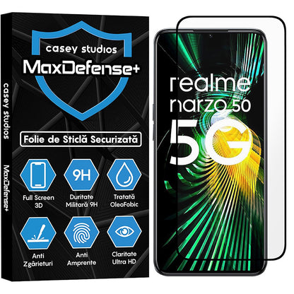 Folie Sticla MaxDefense+ - Realme 9 Pro/Narzo 50 - Negru