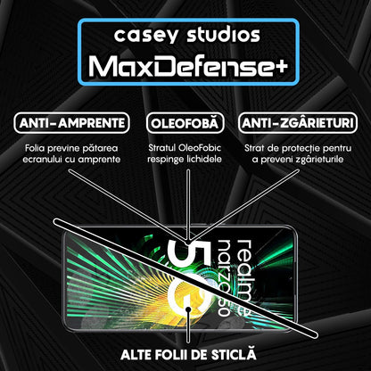 Folie Sticla MaxDefense+ - Realme 9 Pro/Narzo 50 - Negru