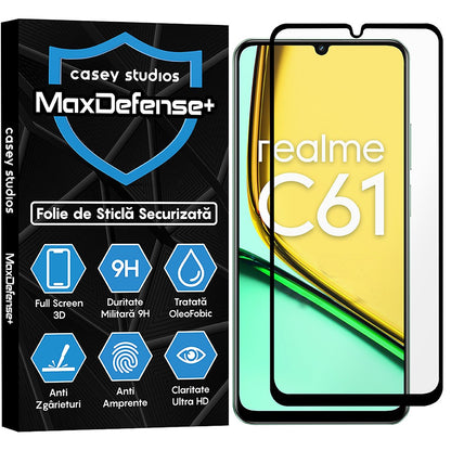 Folie Sticla MaxDefense+ - Realme C61 - Negru
