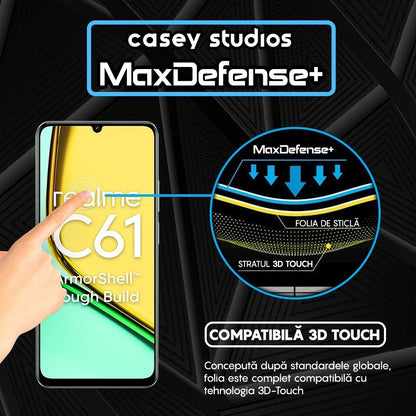 Folie Sticla MaxDefense+ - Realme C61 - Negru