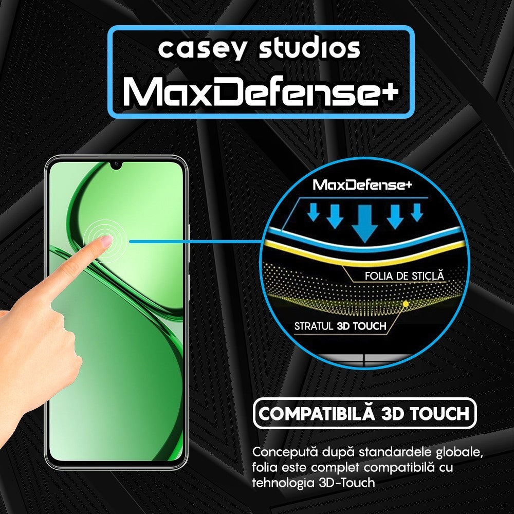 Folie Sticla MaxDefense+ - Realme C63 - Negru