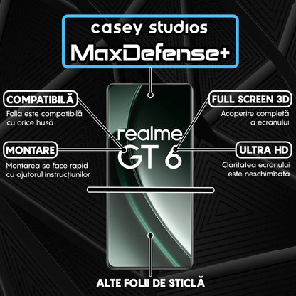 Folie Sticla MaxDefense+ - Realme GT 6 - Negru