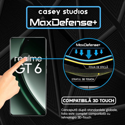 Folie Sticla MaxDefense+ - Realme GT 6 - Negru