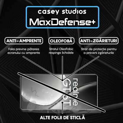 Folie Sticla MaxDefense+ - Realme GT 6T - Negru
