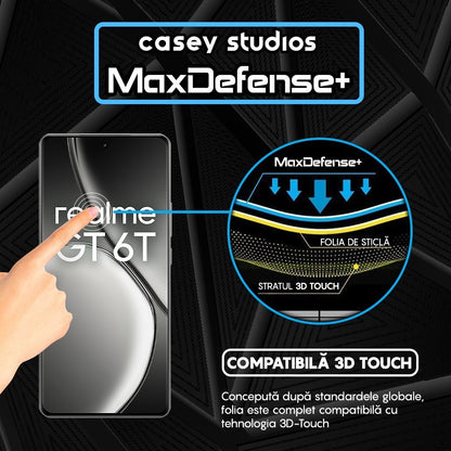 Folie Sticla MaxDefense+ - Realme GT 6T - Negru