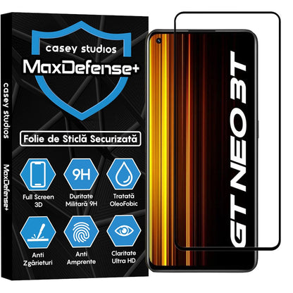 Folie Sticla MaxDefense+ - Realme GT Neo 3T/GT Neo2/GT2 - Negru