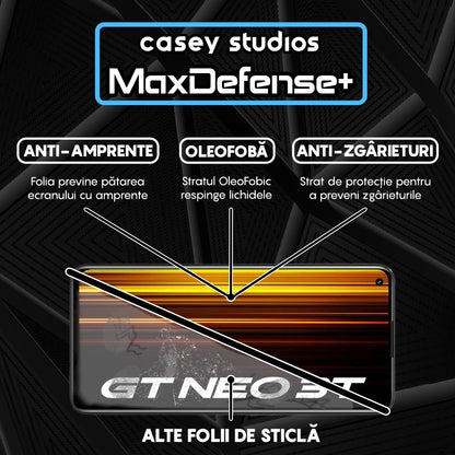Folie Sticla MaxDefense+ - Realme GT Neo 3T/GT Neo2/GT2 - Negru